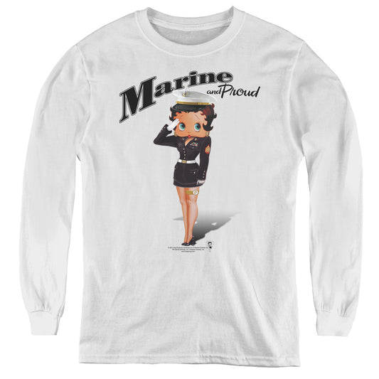 Betty Boop - Marine Boop - Youth Long Sleeve Tee - White