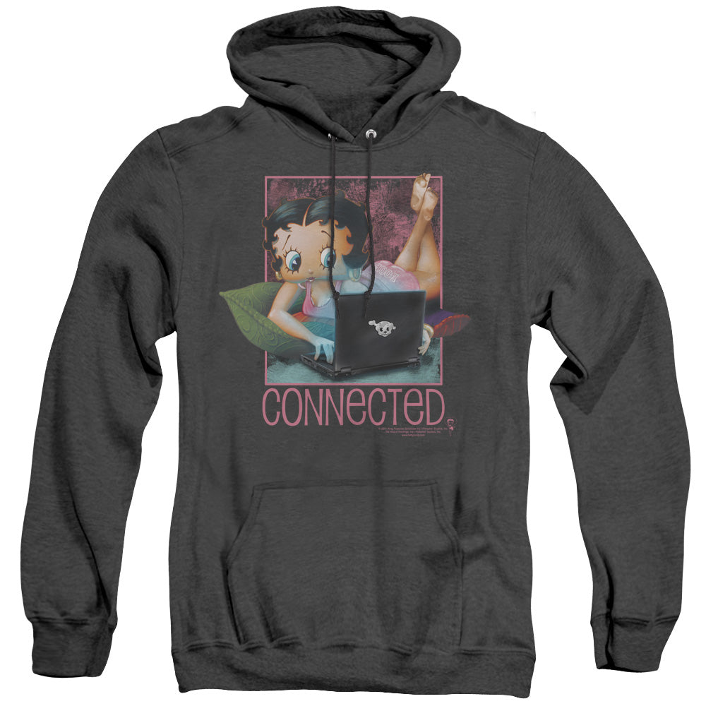 Betty Boop - Connected - Adult Heather Hoodie - Black