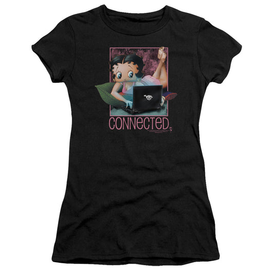 Betty Boop - Connected - Short Sleeve Junior Sheer - Black T-shirt