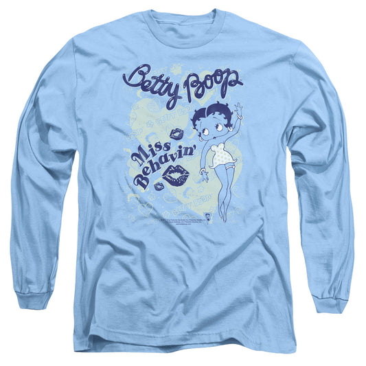 Betty Boop - Miss Behavin - Long Sleeve Adult 18/1 - Carolina Blue T-shirt