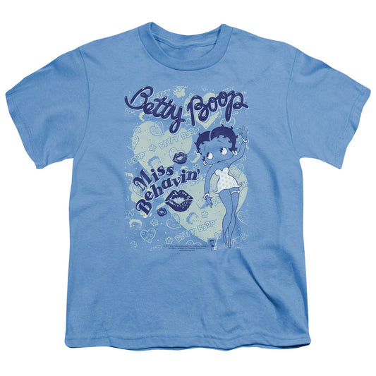Betty Boop - Miss Behavin - Short Sleeve Youth 18/1 - Carolina Blue T-shirt