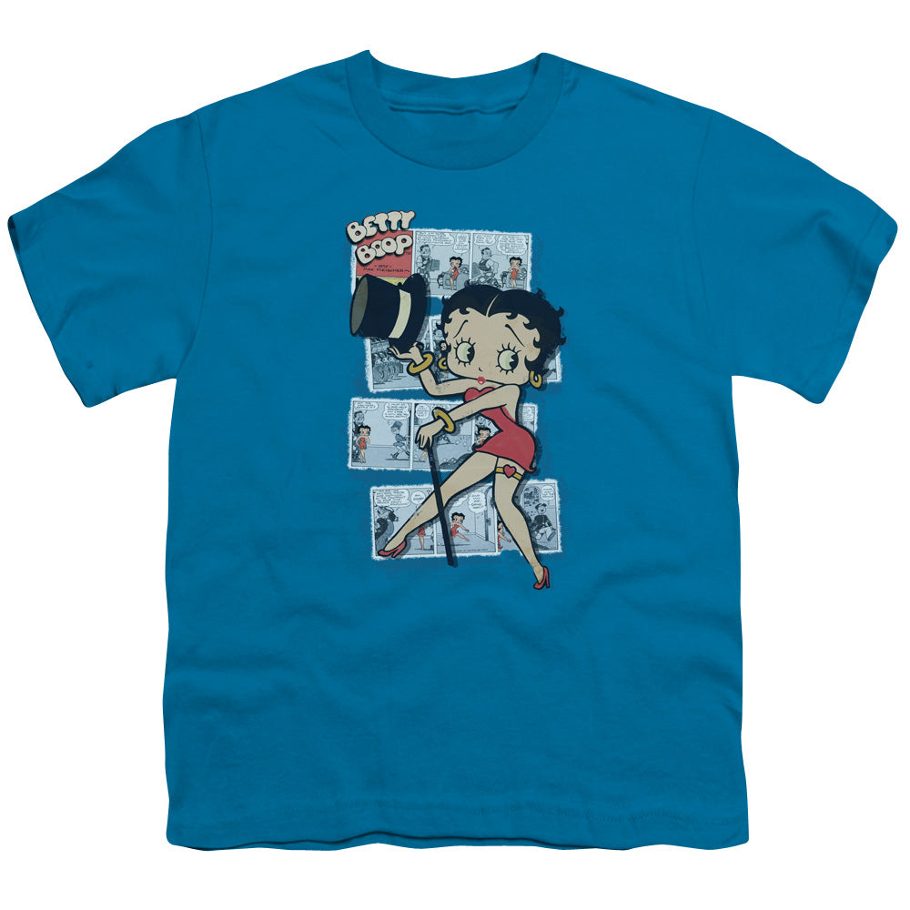 Betty Boop - Comic Strip - Short Sleeve Youth 18/1 - Turquoise T-shirt