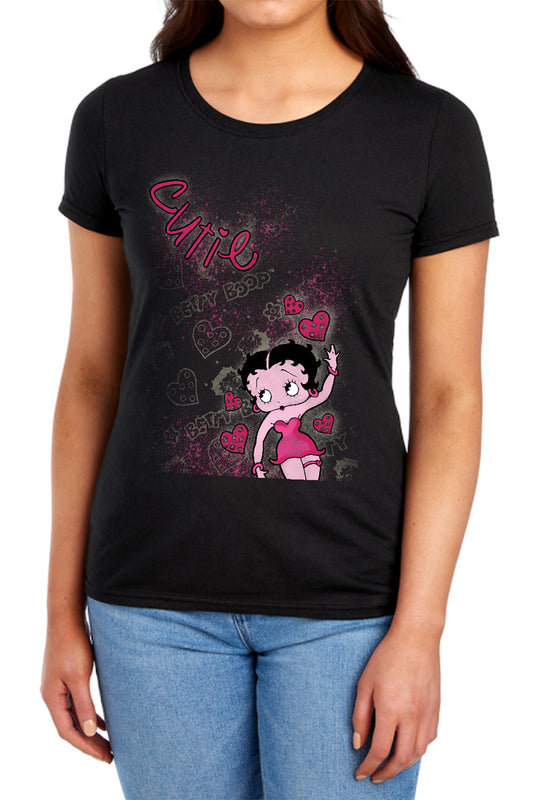 Betty Boop - Cutie - Short Sleeve Womens Tee - Black T-shirt
