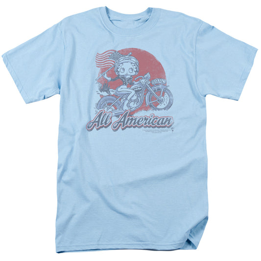 Betty Boop - All American Biker - Short Sleeve Adult 18/1 - Light Blue T-shirt