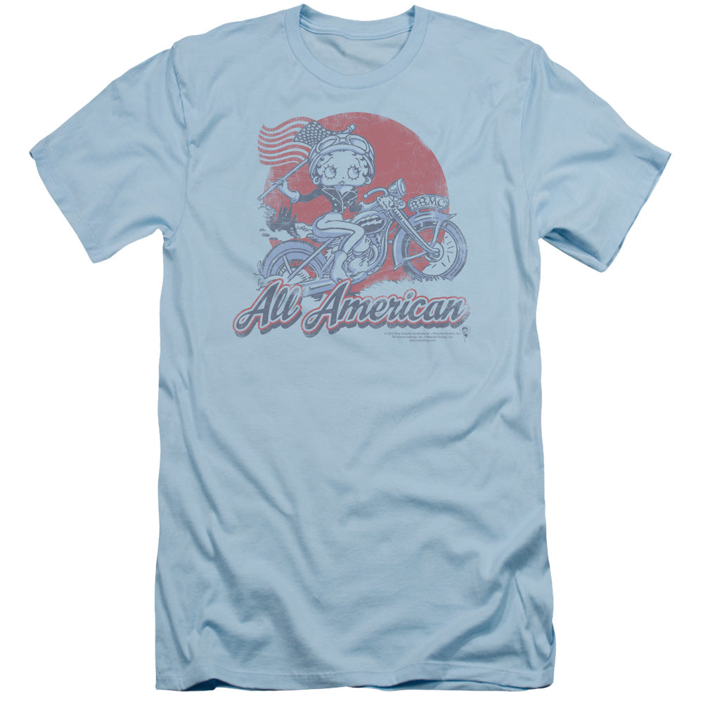 Betty Boop - All American Biker - Short Sleeve Adult 30/1 - Light Blue T-shirt
