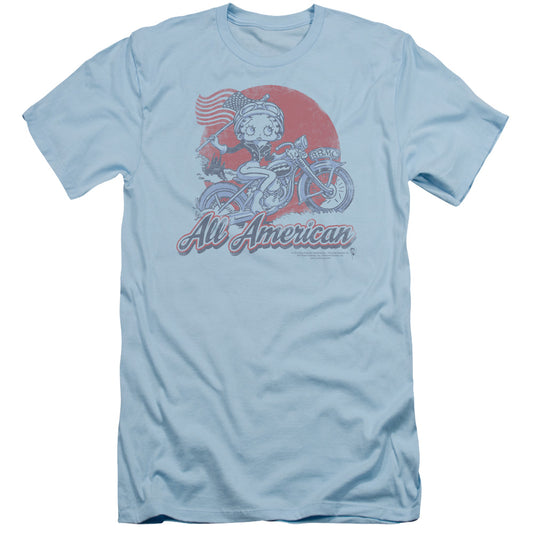 Betty Boop - All American Biker - Short Sleeve Adult 30/1 - Light Blue T-shirt