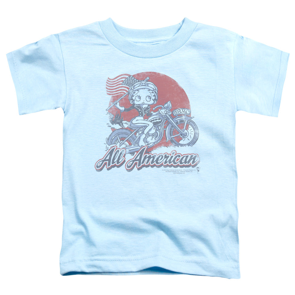 Betty Boop - All American Biker - Short Sleeve Toddler Tee - Light Blue T-shirt