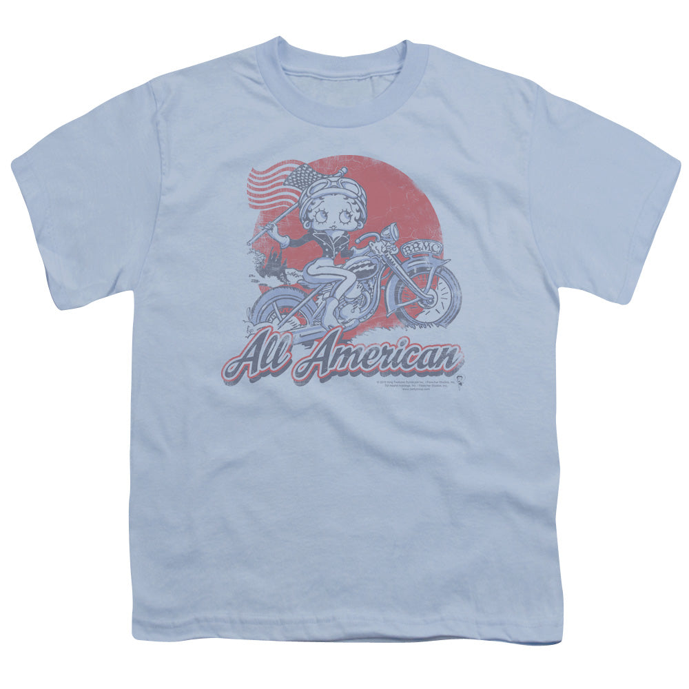 Betty Boop - All American Biker - Short Sleeve Youth 18/1 - Light Blue T-shirt