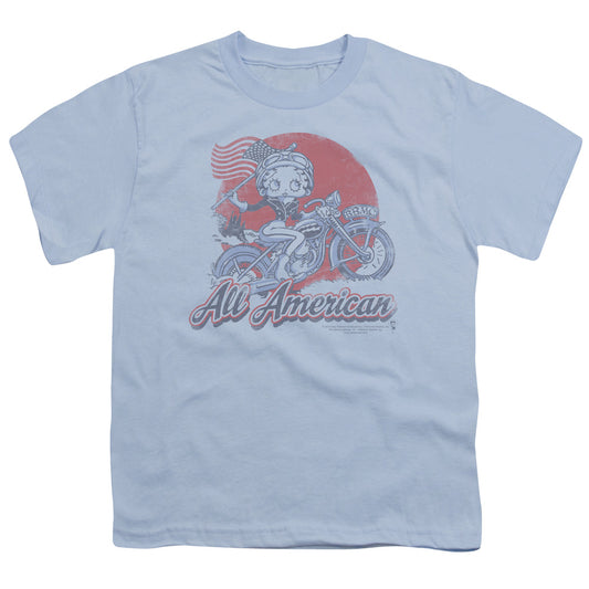 Betty Boop - All American Biker - Short Sleeve Youth 18/1 - Light Blue T-shirt