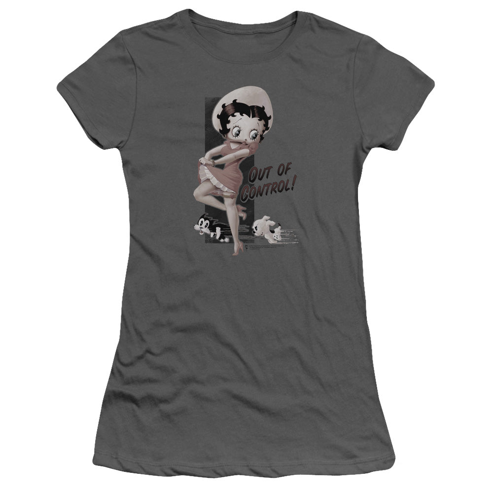 Betty Boop - Out Of Control - Short Sleeve Junior Sheer - Charcoal T-shirt