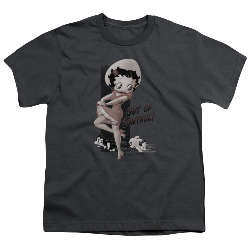 Betty Boop - Out Of Control - Short Sleeve Youth 18/1 - Charcoal T-shirt