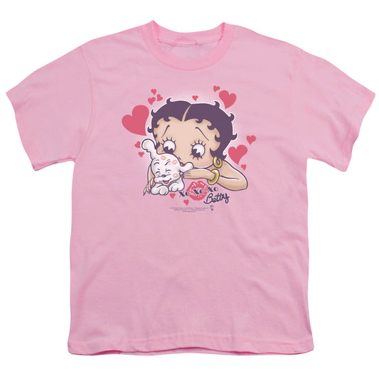 Betty Boop - Puppy Love - Short Sleeve Youth 18/1 - Pink T-shirt