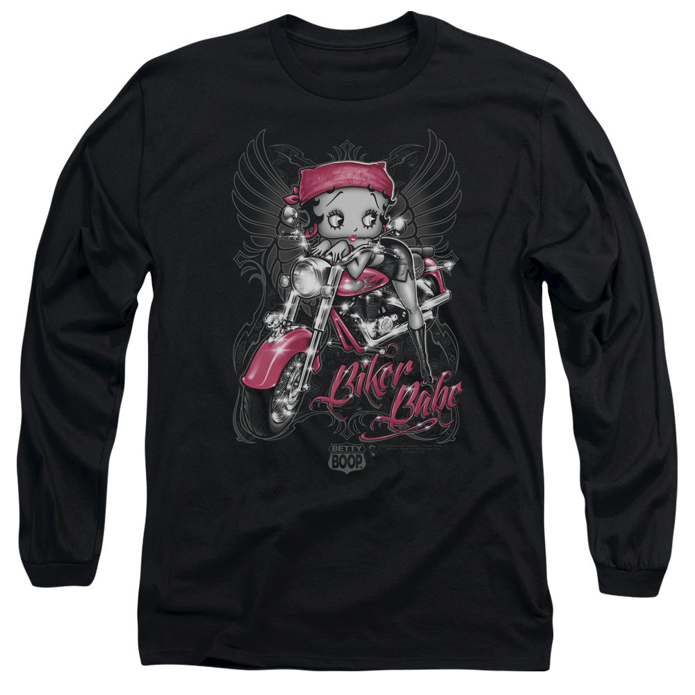 Betty Boop - Biker Babe - Long Sleeve Adult 18/1 - Black T-shirt