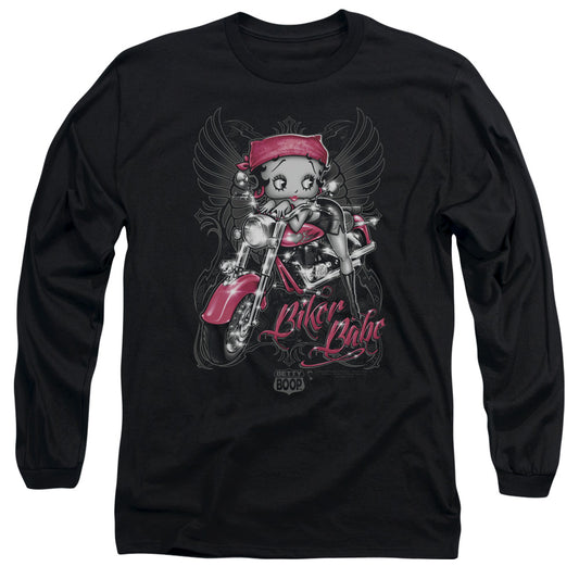 Betty Boop - Biker Babe - Long Sleeve Adult 18/1 - Black T-shirt