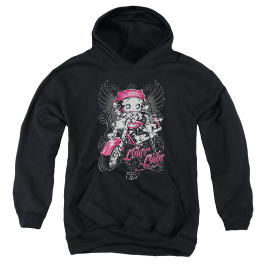 Betty Boop - Biker Babe - Youth Pull-over Hoodie - Black