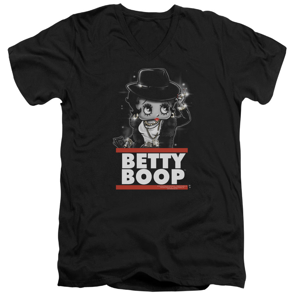 Betty Boop - Bling Bling Boop - Short Sleeve Adult V-neck - Black T-shirt