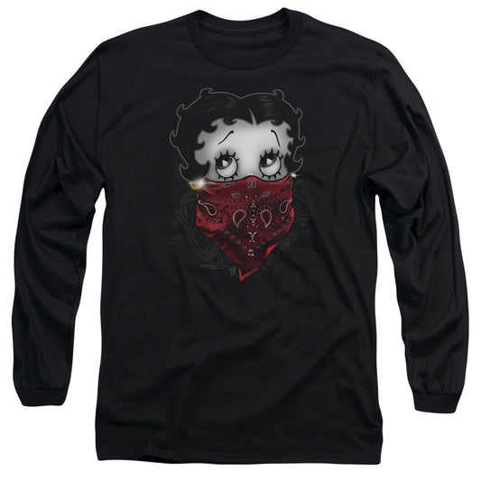 Betty Boop - Bandana & Roses - Long Sleeve Adult 18/1 - Black T-shirt
