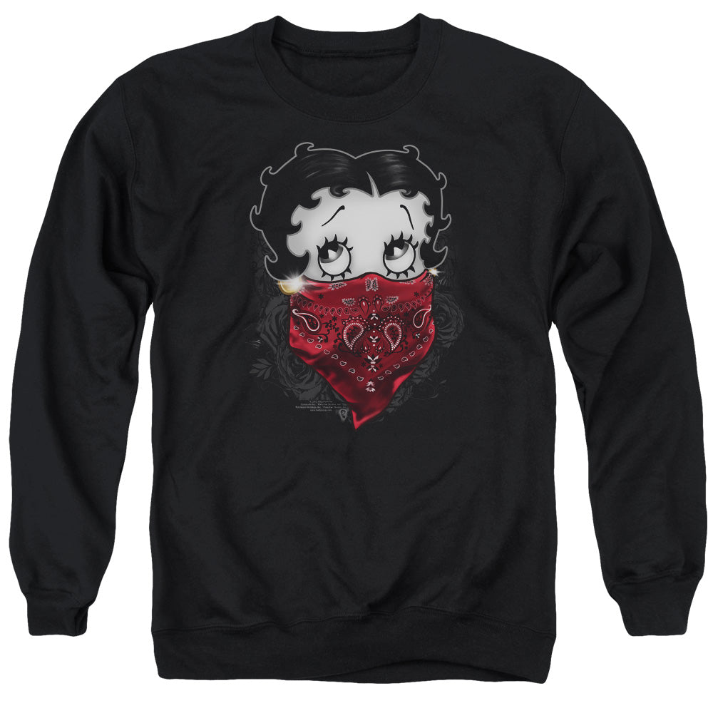 Betty Boop - Bandana &amp; Roses - Adult Crewneck Sweatshirt - Black