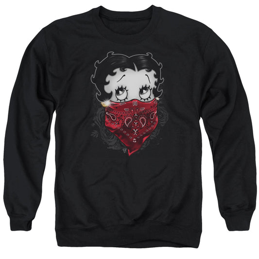 Betty Boop - Bandana &amp; Roses - Adult Crewneck Sweatshirt - Black