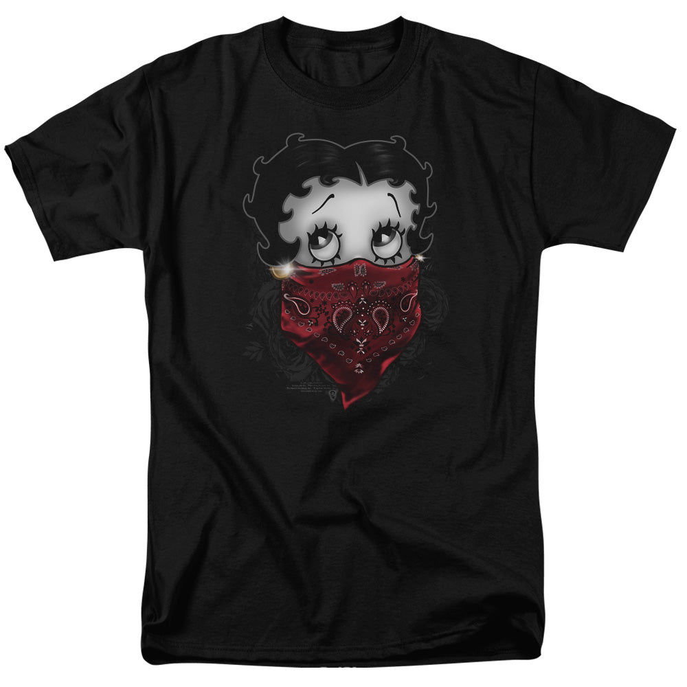 Betty Boop - Bandana & Roses - Short Sleeve Adult 18/1 - Black T-shirt