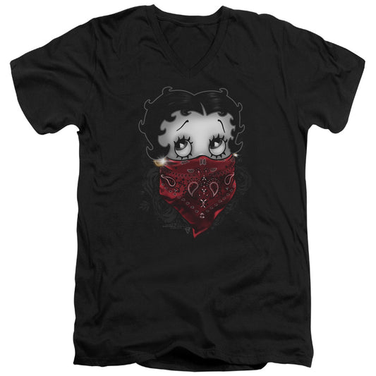 Betty Boop - Bandana & Roses - Short Sleeve Adult V-neck - Black T-shirt