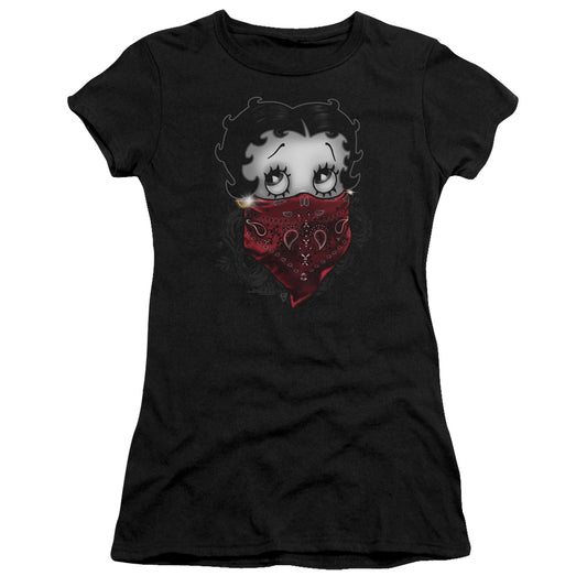 Betty Boop - Bandana & Roses - Short Sleeve Junior Sheer - Black T-shirt