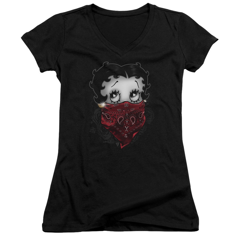 Betty Boop - Bandana & Roses - Junior V-neck - Black