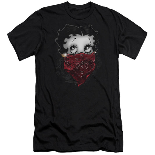 Betty Boop - Bandana & Roses-premuim Canvas Adult Slim Fit 30/1 - Black