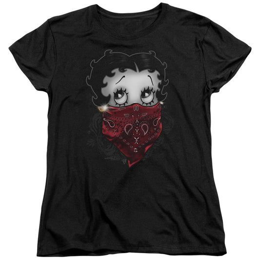 Betty Boop - Bandana & Roses - Short Sleeve Womens Tee - Black T-shirt