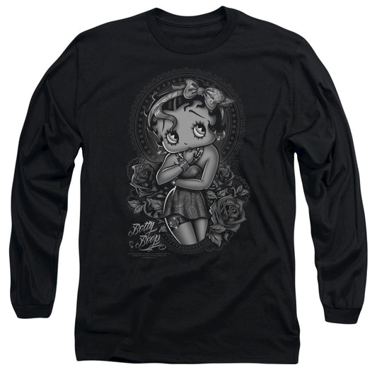 Betty Boop - Fashion Roses - Long Sleeve Adult 18/1 - Black T-shirt