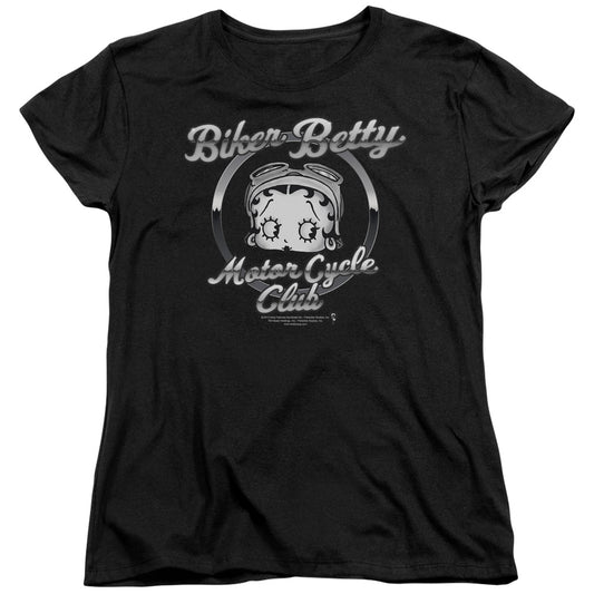 BETTY BOOP CHROMED LOGO - S/S WOMENS TEE - BLACK T-Shirt