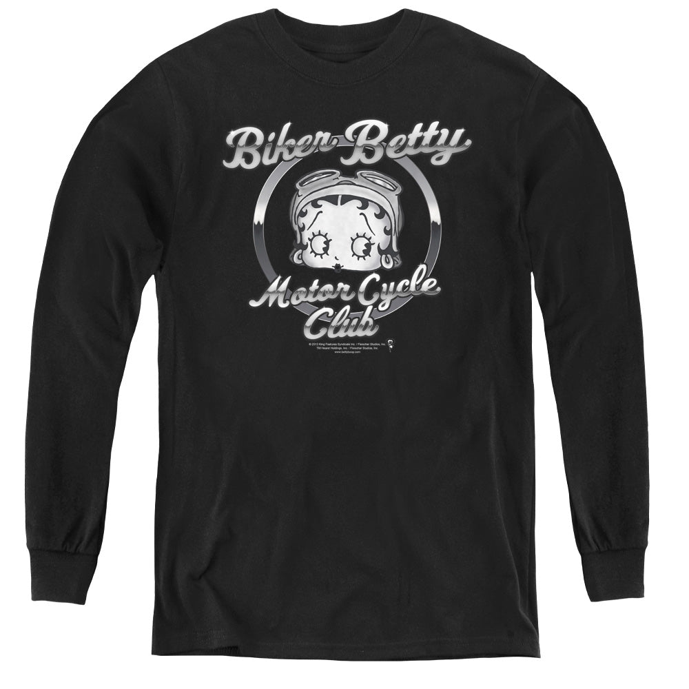 Betty Boop - Chromed Logo - Youth Long Sleeve Tee - Black