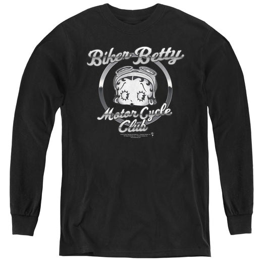 Betty Boop - Chromed Logo - Youth Long Sleeve Tee - Black