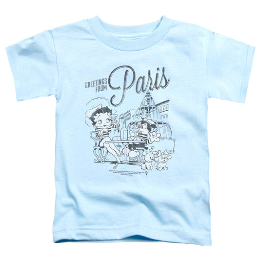 Betty Boop - Greetings From Paris - Short Sleeve Toddler Tee - Light Blue T-shirt