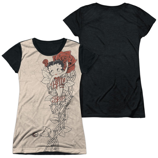 Betty Boop - Thorn Boop - Short Sleeve Junior Poly Black Back - White T-shirt