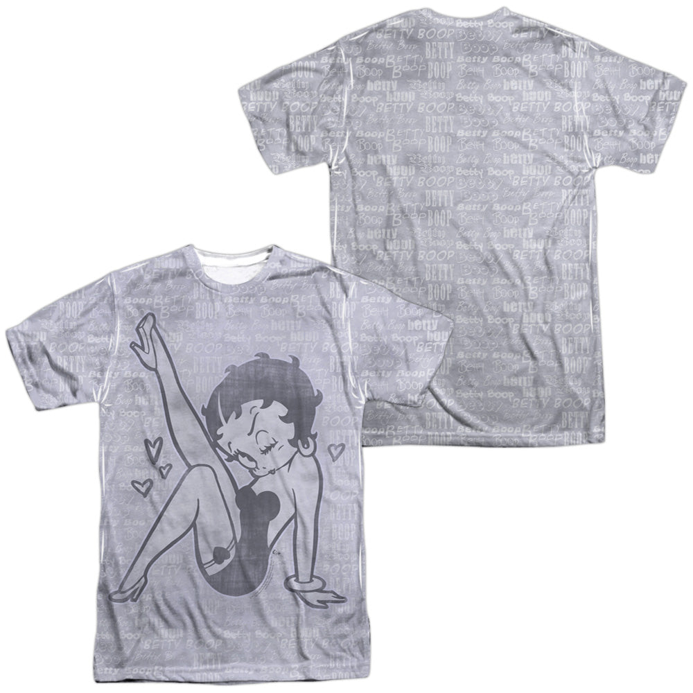 Betty Boop - A Leg Up (Front/back Print) -  Short Sleeve Adult 100% Poly Crew - White T-shirt