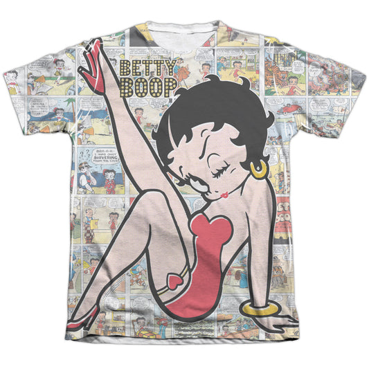 Betty Boop - Vintage Strips - Adult Poly/cotton Short Sleeve Tee - White T-shirt