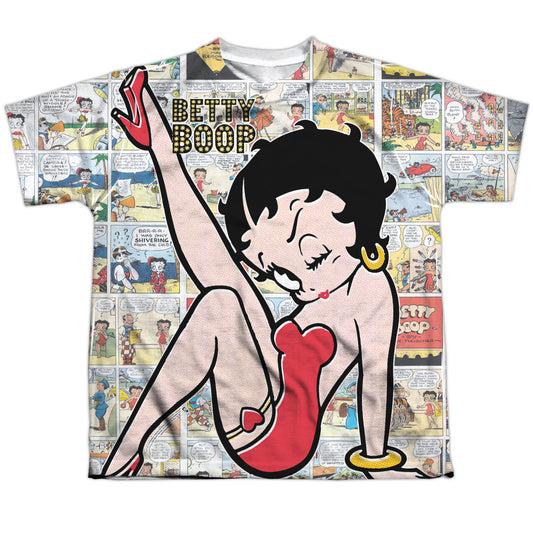 Betty Boop - Vintage Strips - Short Sleeve Youth Poly Crew - White T-shirt