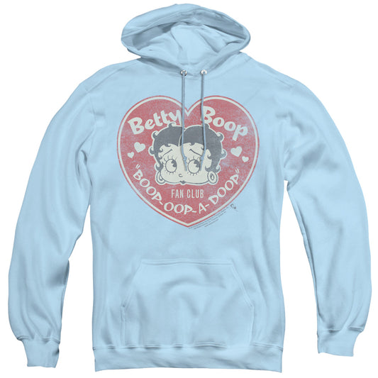 Betty Boop - Fan Club Heart - Adult Pull-over Hoodie - Light Blue