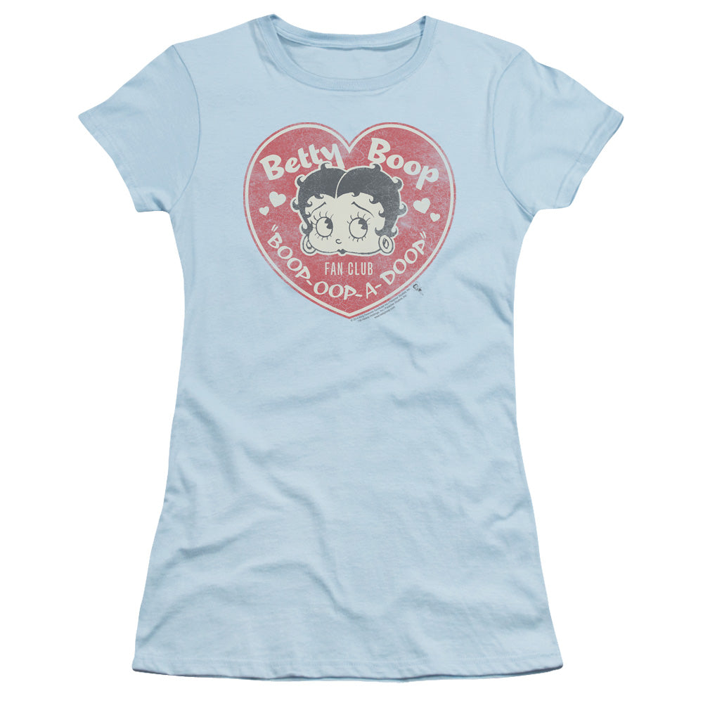 Betty Boop - Fan Club Heart - Short Sleeve Junior Sheer - Light Blue T-shirt