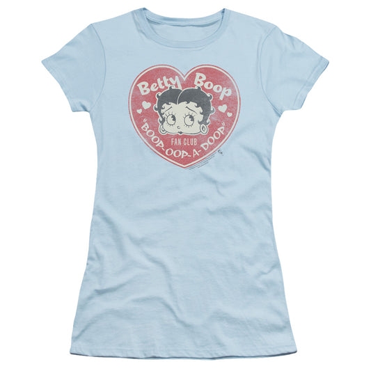 Betty Boop - Fan Club Heart - Short Sleeve Junior Sheer - Light Blue T-shirt
