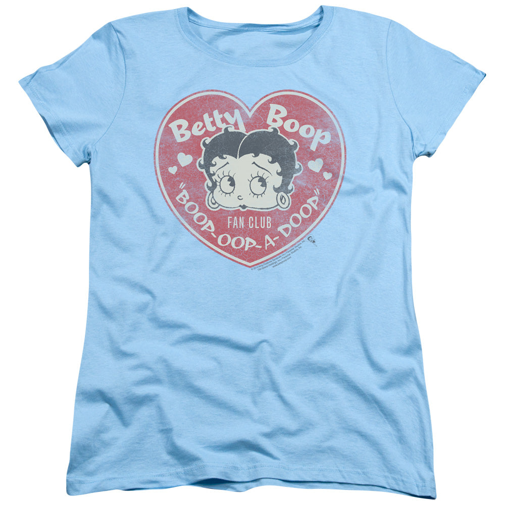Betty Boop - Fan Club Heart - Short Sleeve Womens Tee - Light Blue T-shirt