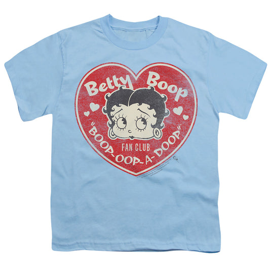 Betty Boop - Fan Club Heart - Short Sleeve Youth 18/1 - Light Blue T-shirt