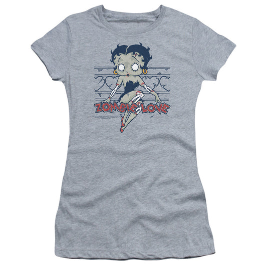 Betty Boop - Zombie Pinup - Short Sleeve Junior Sheer - Athletic Heather T-shirt