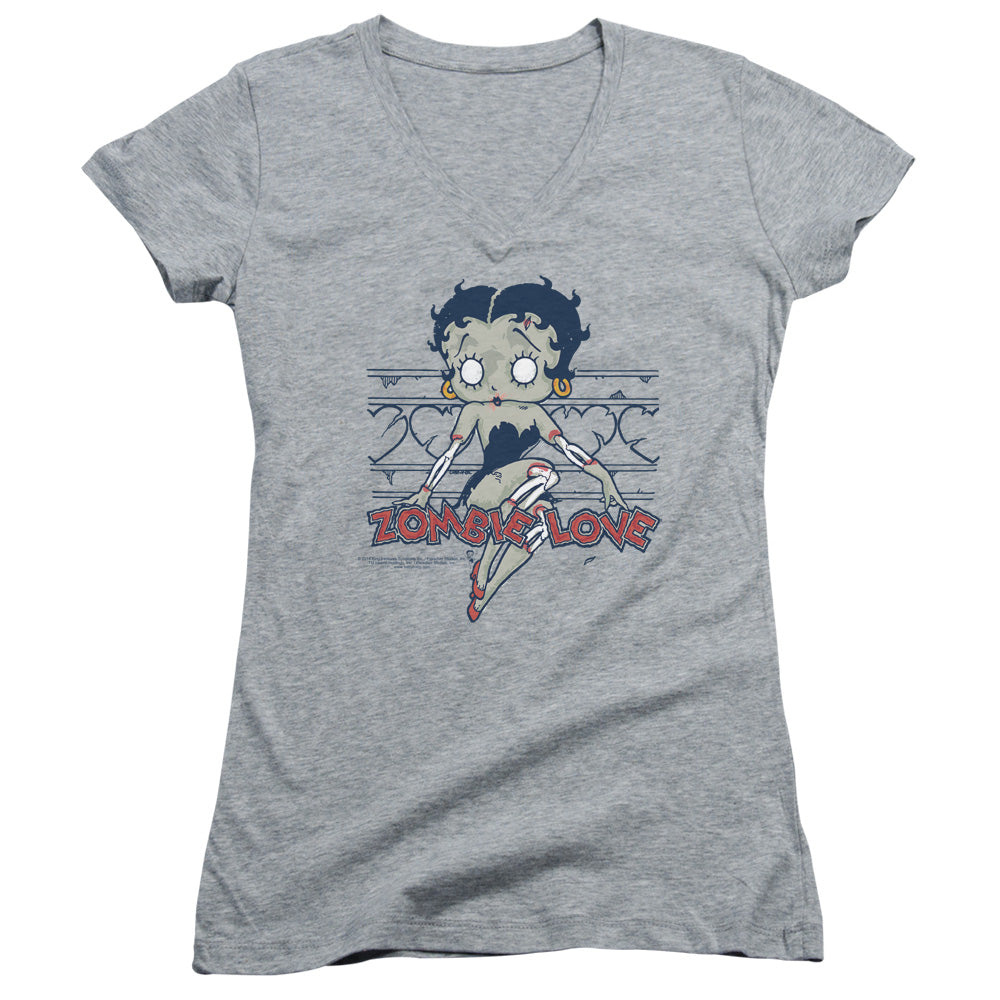 Betty Boop - Zombie Pinup-junior V-neck - Athletic Heather