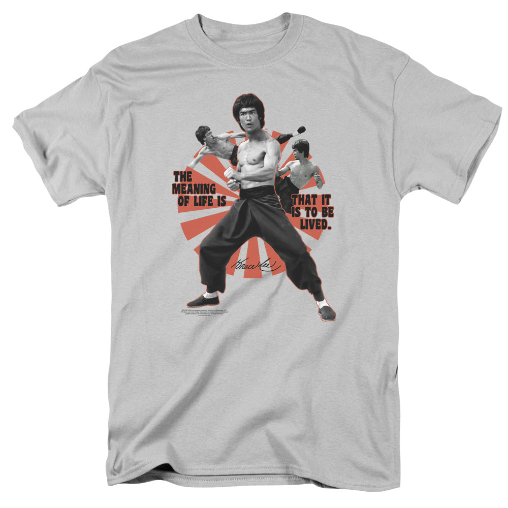Bruce Lee - Meaning Of Life - Short Sleeve Adult 18/1 - Silver T-shirt