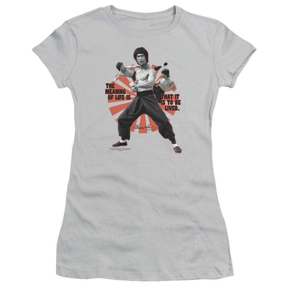 Bruce Lee - Meaning Of Life - Short Sleeve Junior Sheer - Silver T-shirt