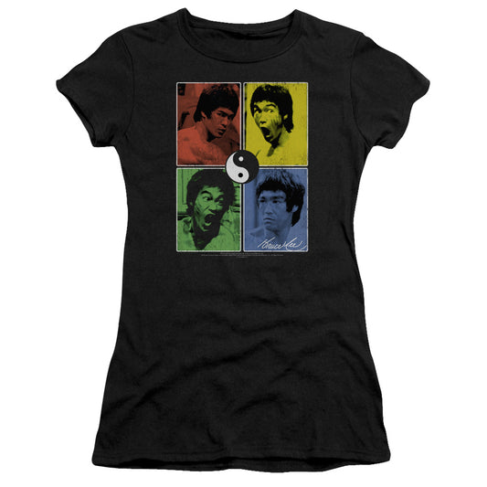 Bruce Lee - Enter Color Block - Short Sleeve Junior Sheer - Black T-shirt