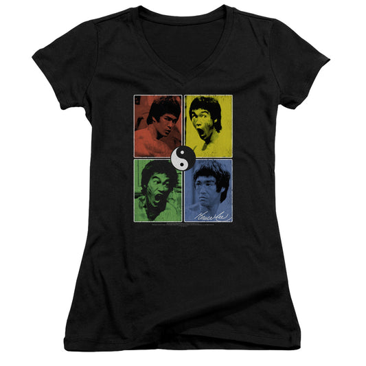 Bruce Lee - Enter Color Block - Junior V-neck - Black