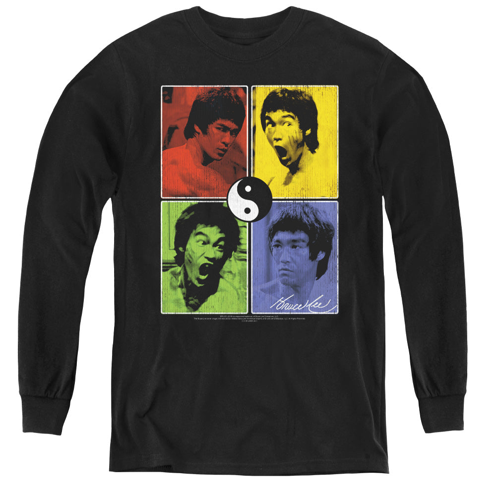 Bruce Lee - Enter Color Block - Youth Long Sleeve Tee - Black